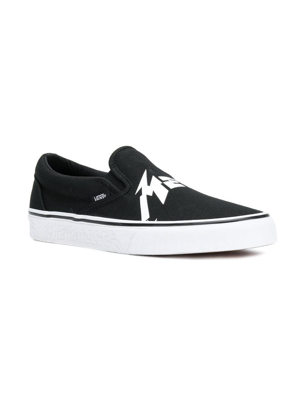 Vans Cotton Metallica Classic Slip-on Sneakers in Black for Men - Lyst