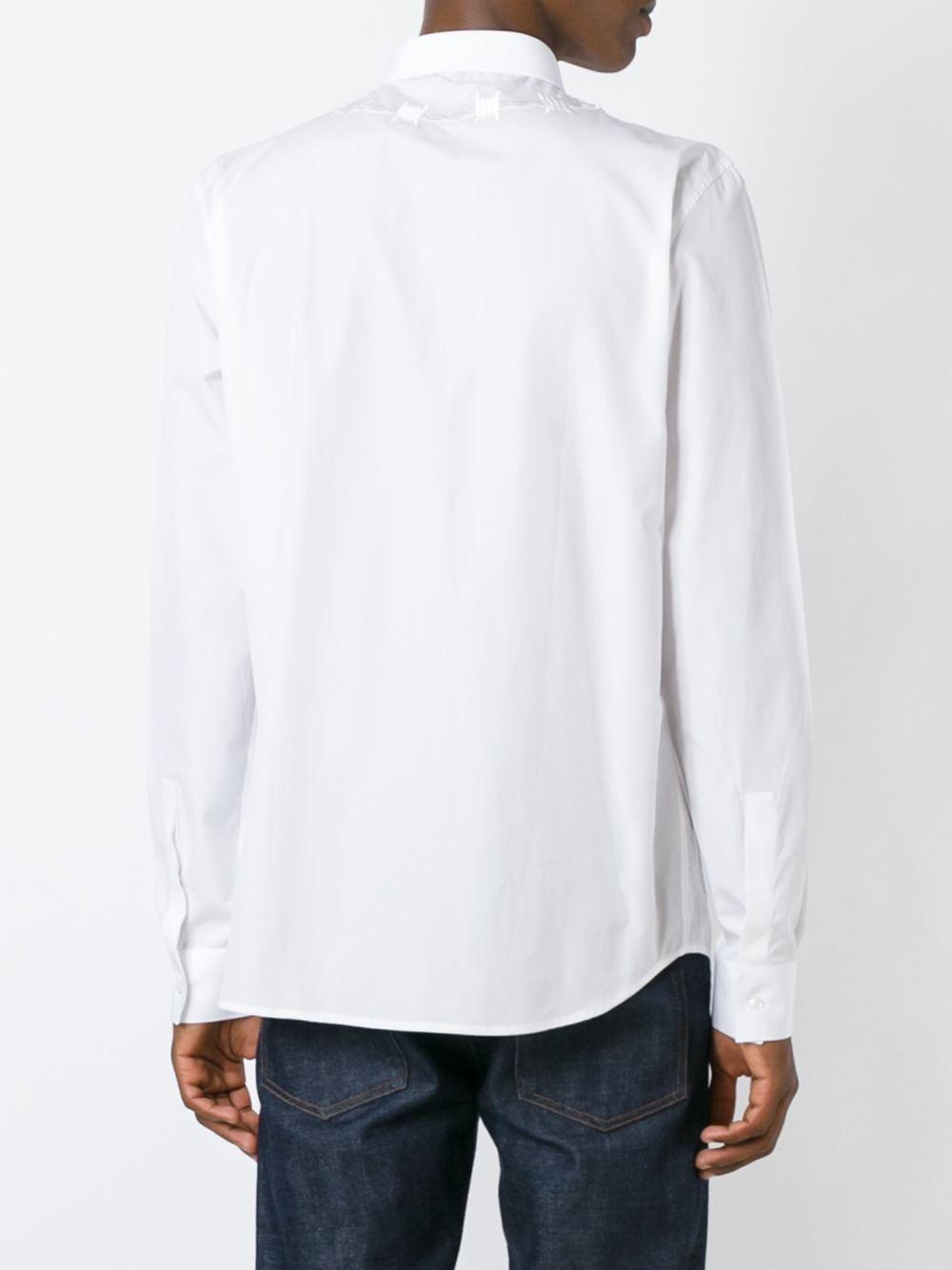 Givenchy Cotton Barbed Wire Embroidered Shirt in White for Men | Lyst