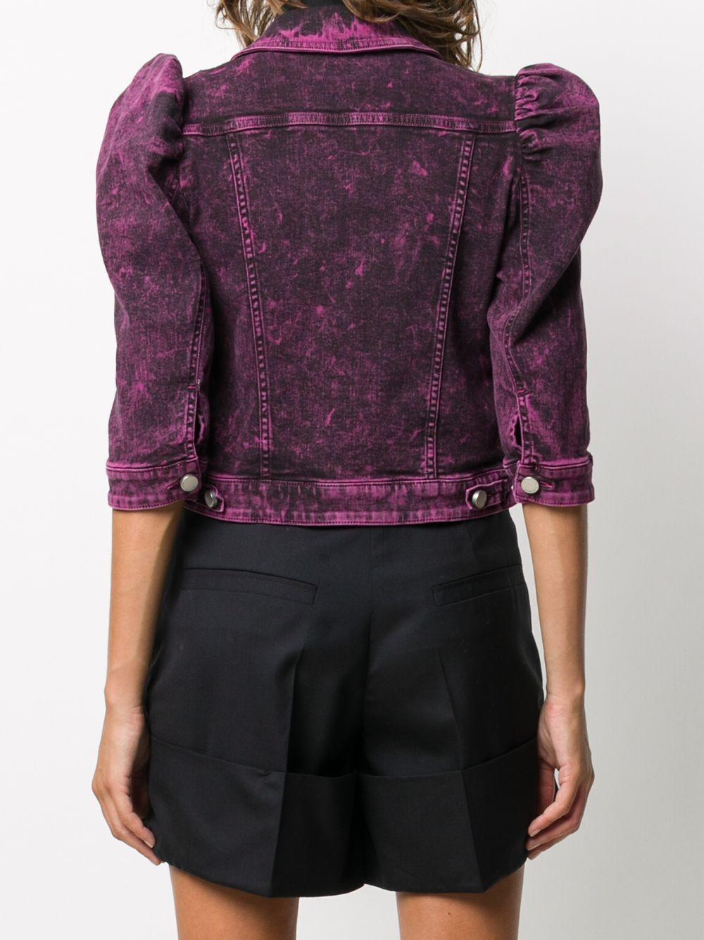 purple cropped denim jacket