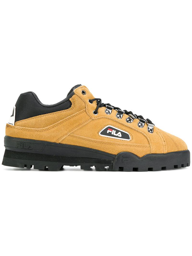 fila trailblazer black leather trainers
