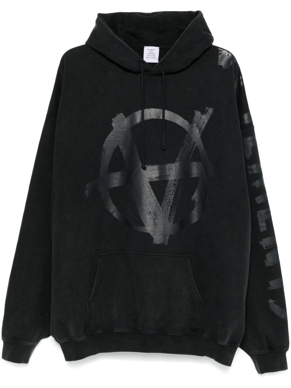 Vetements レディース ブラック Reverse Anarchy パーカー アクティブ 