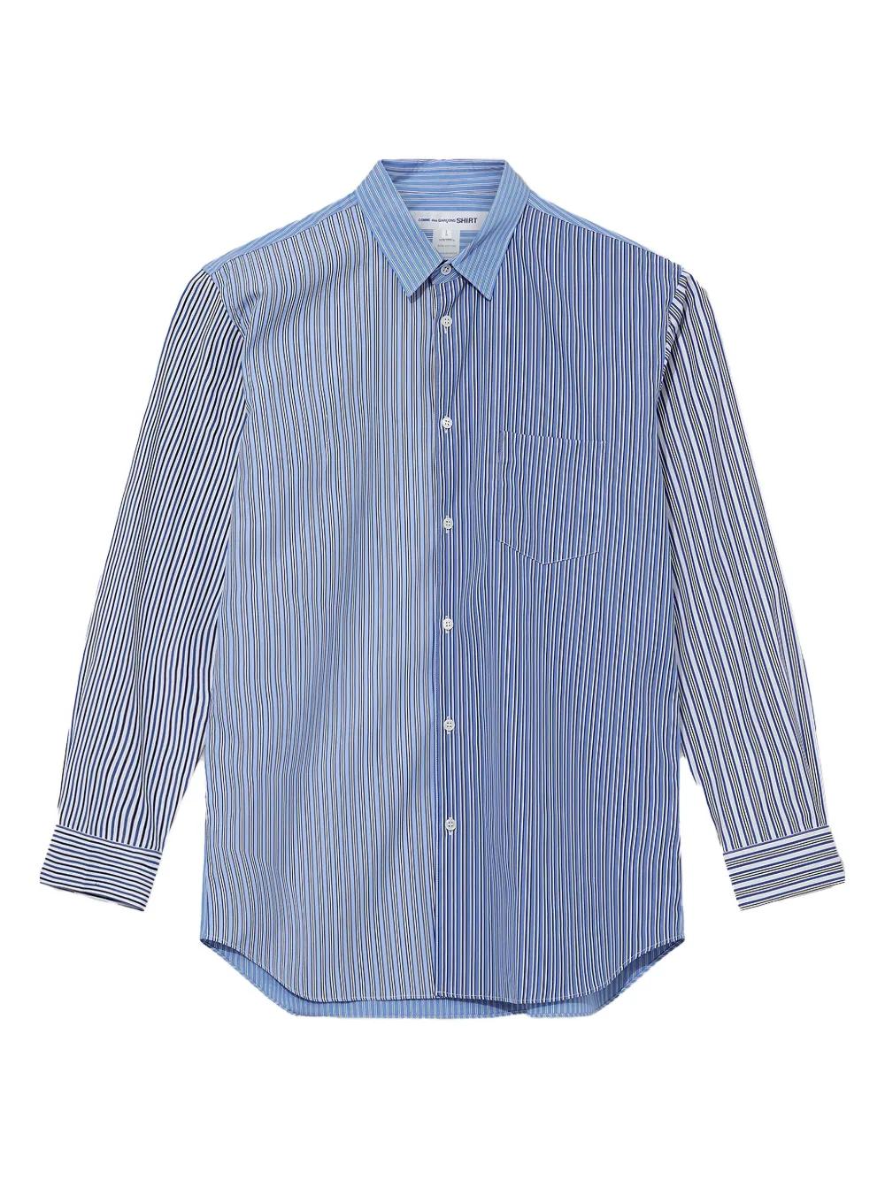 Farfetch Comme Des Garcon Blue Shirt Striped Button Down Mens