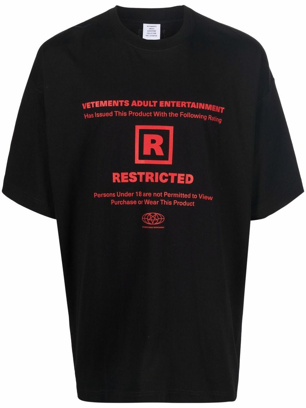 Vetements 18+ Restricted Graphic T-shirt in Black for Men | Lyst