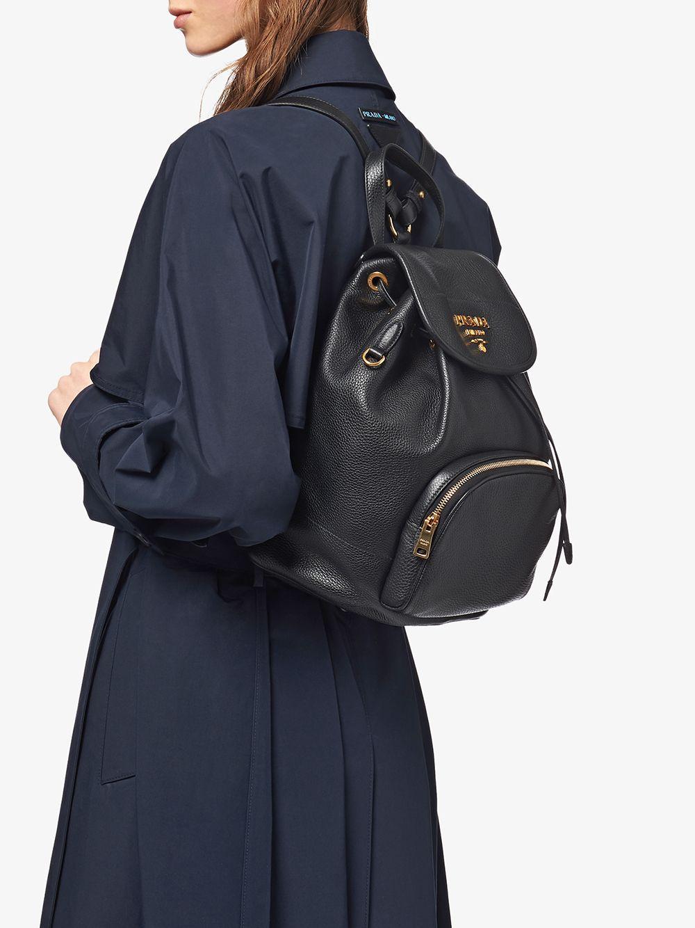 Prada Leather Backpack in Black | Lyst