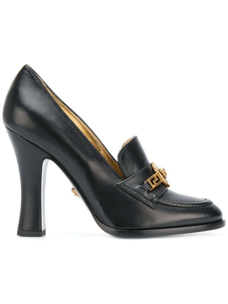 Versace Leather Tribute Pumps in Black - Lyst