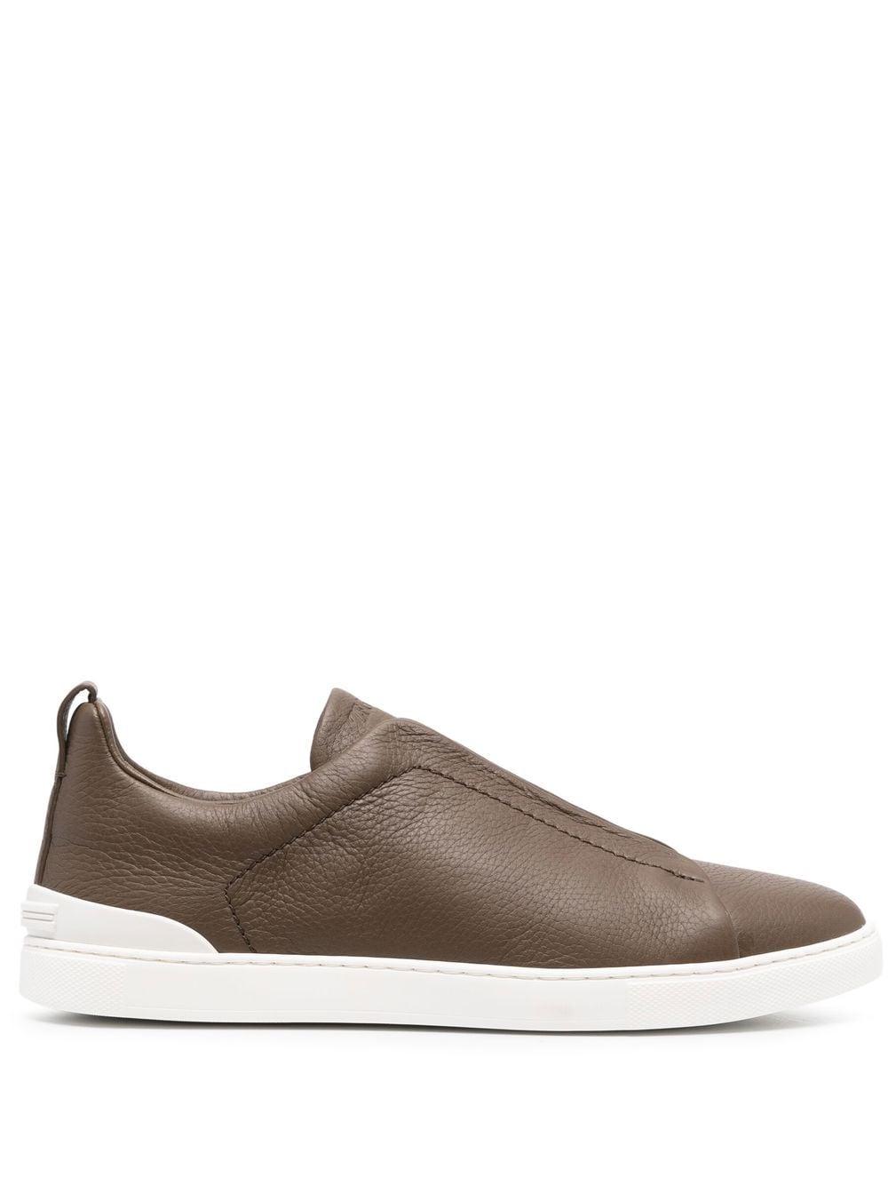 Zegna Triple Stitch Trainers in Brown for Men | Lyst