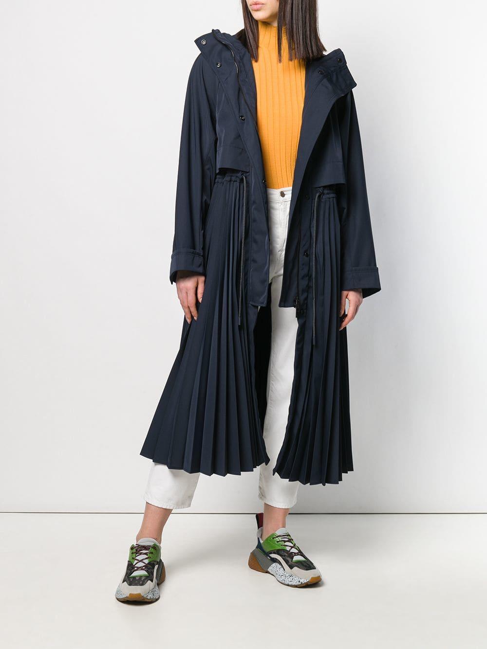Sportmax Pleated Trench Coat in Blue | Lyst
