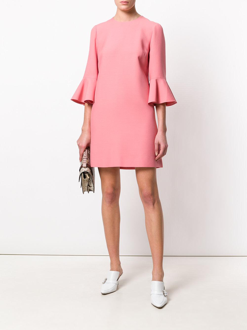 Pink bell sleeve dress cheap