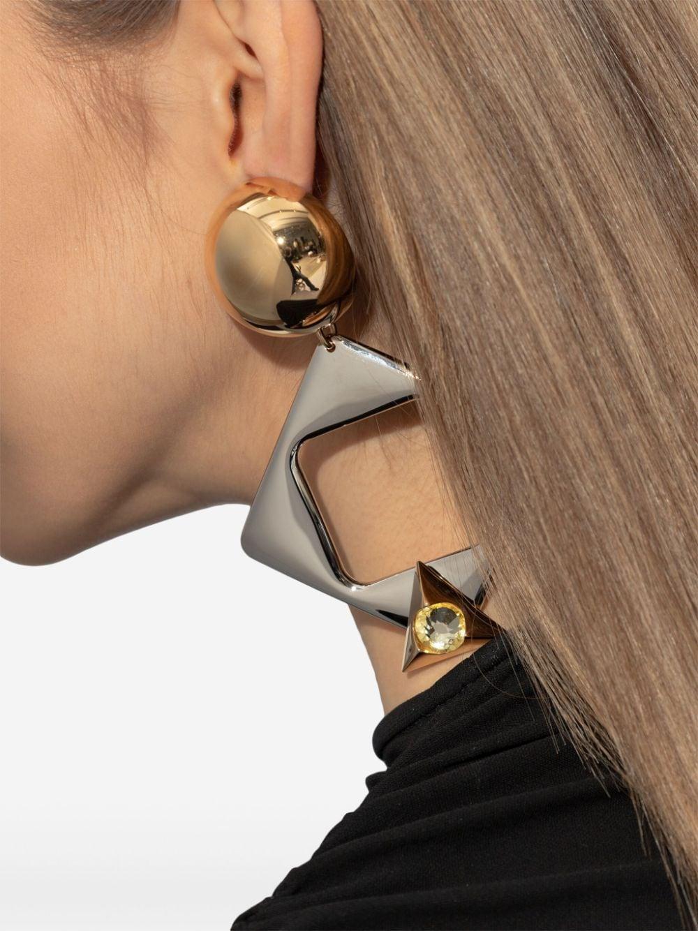 Saint Laurent Geometric Pendant Clip-on Earrings in Metallic