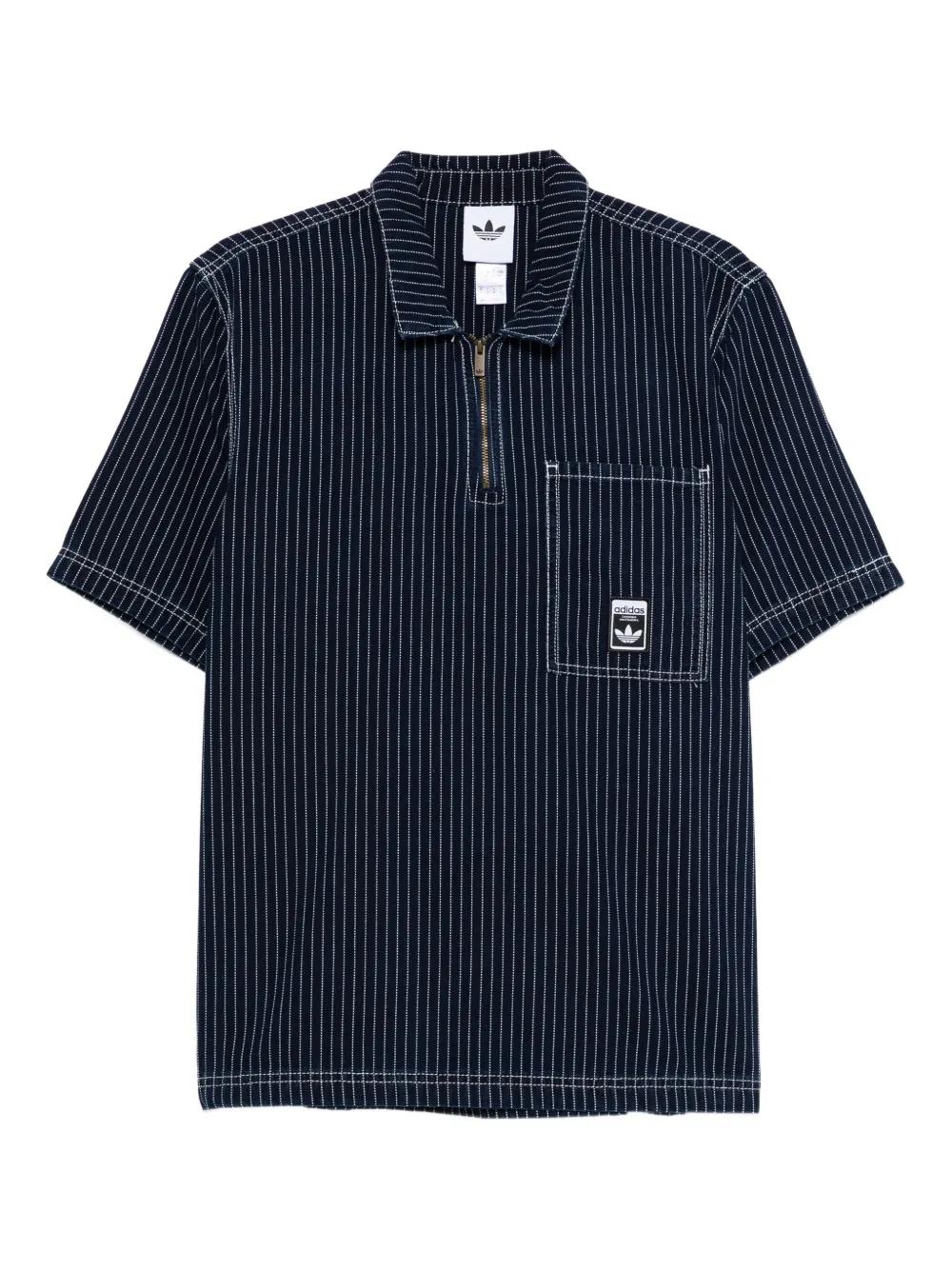 adidas Wabash Pinstripe Half-Zip Polo Shirt in Blue | Lyst