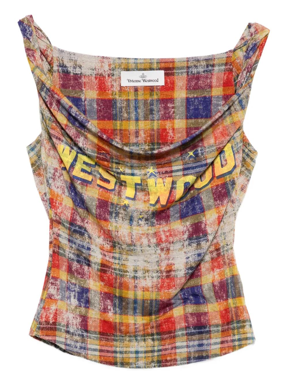 Vivienne Westwood Plaid Draped Tank Top in Red | Lyst