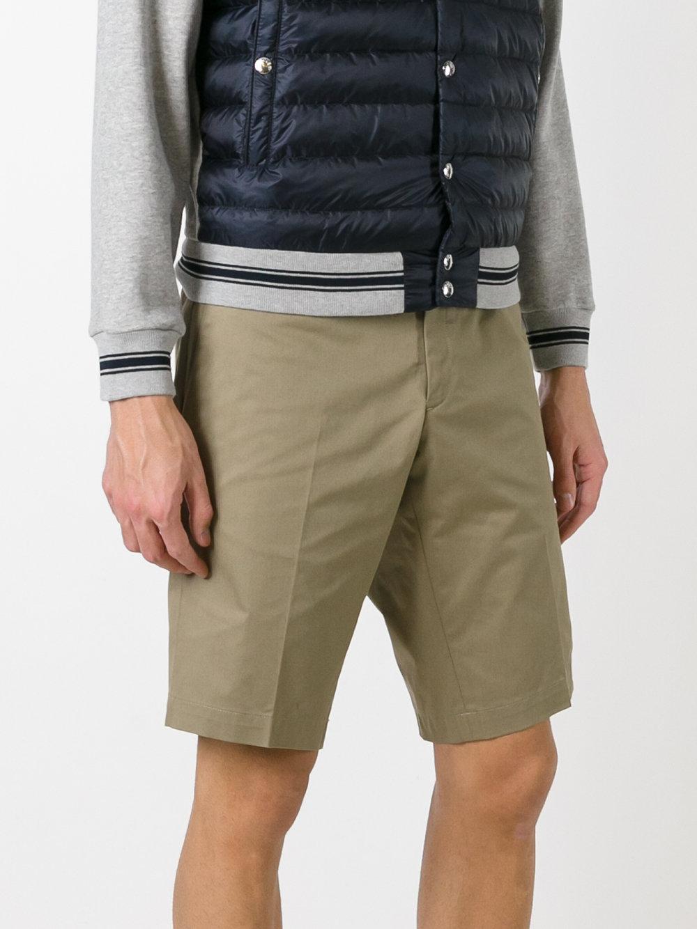 Moncler Cotton Tailored Bermuda Shorts in Natural for Men - Lyst