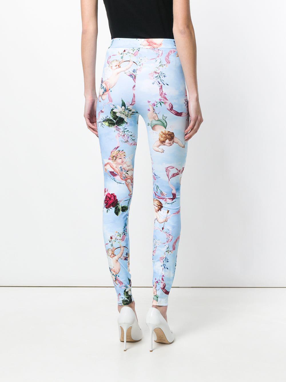 Dolce & Gabbana Synthetic Cherub Print leggings in Blue - Lyst