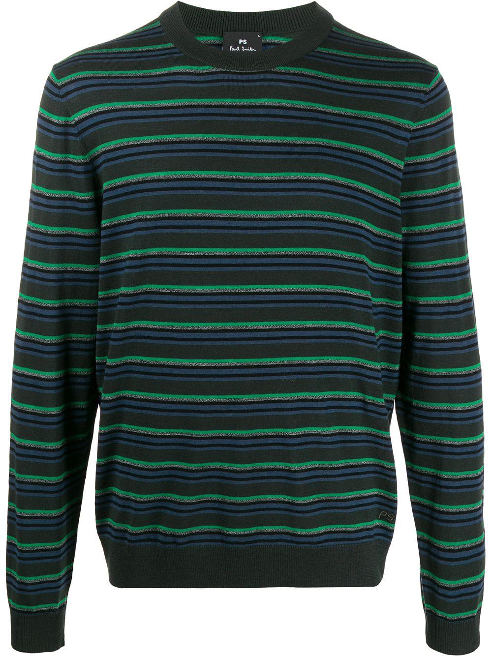 PS by Paul Smith Long Sleeved Striped Pullover in Green for Men - Lyst