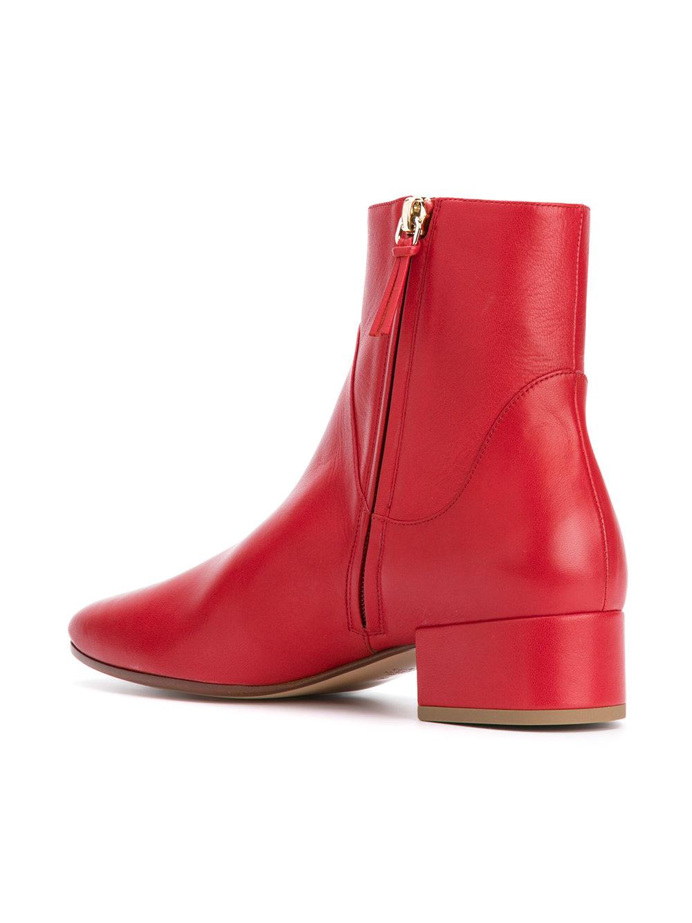 red low heel boots