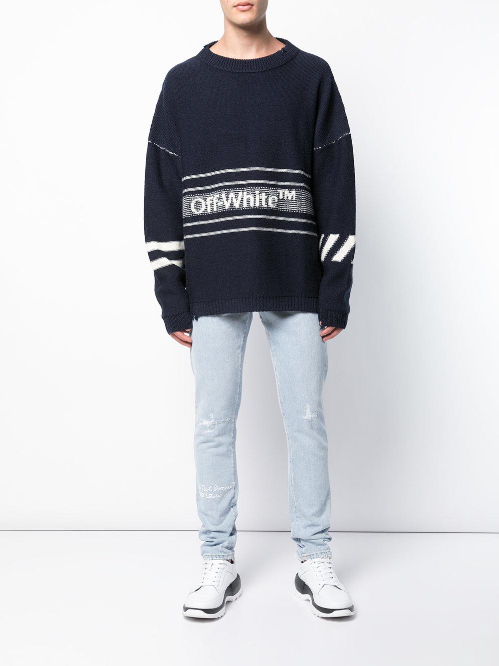Off-White c/o Virgil Abloh Wool Intarsia-knit Jumper in Blue for 
