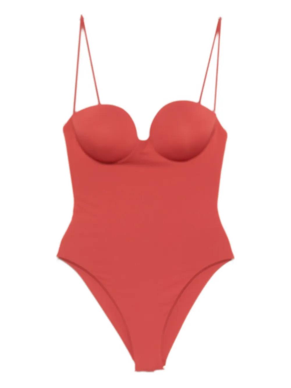 ワンピース水着 MAGDA BUTRYM 'Swimsuit 07' one-piece swimsuit (829725 RED) Floral-appliqué ruched swimsuit in red - Magda Butrym