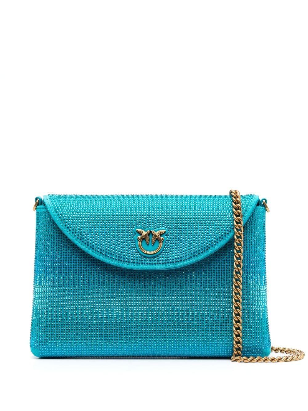 Pinko Crystal-detail Crossbody Bag in Blue | Lyst