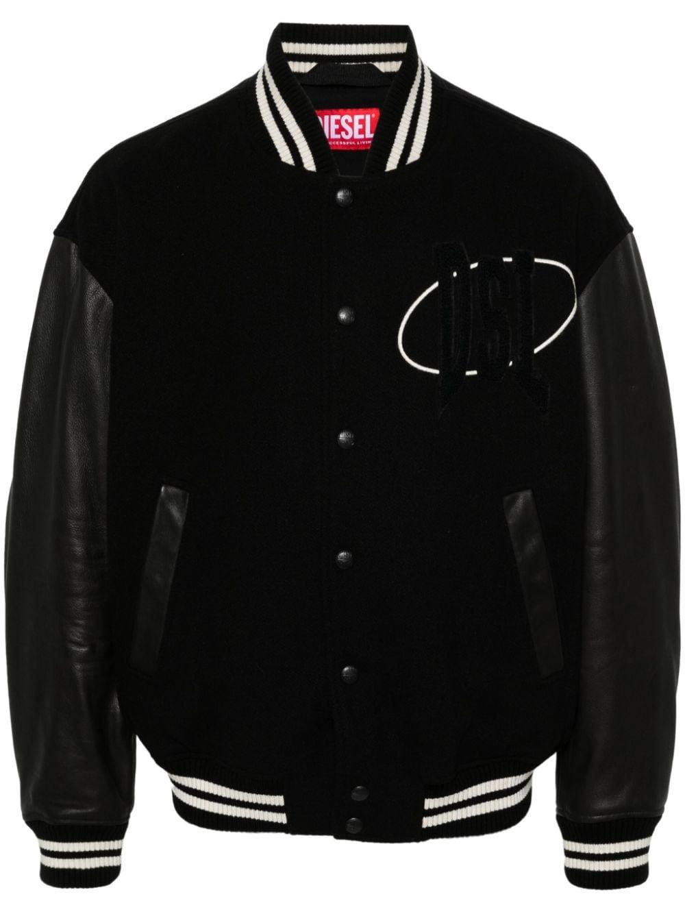 DIESEL L-Franz ボンバージャケット Men's Bomber jacket in leather and wool | Multicolor | Diesel