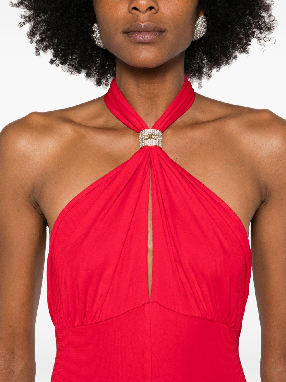 Elisabetta Franchi レディース レッド ホルターネック マキシドレス 