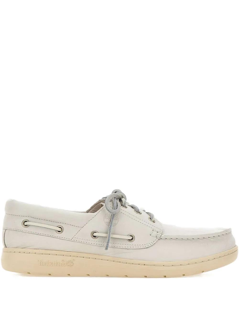 Timberland Leather Lace-Up Boat Shoes in White for Men Lyst UK