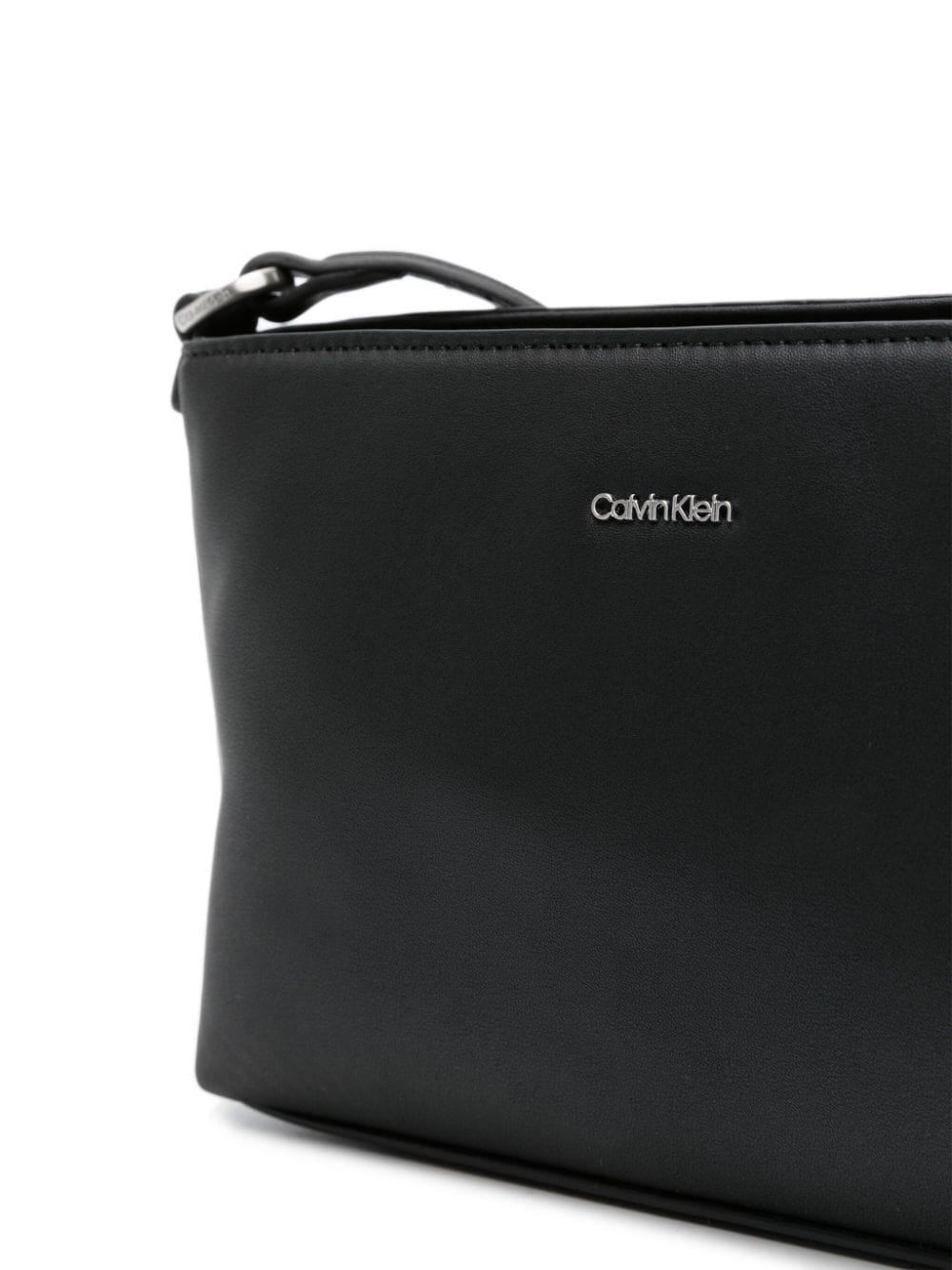 Calvin Klein Logo-Print Faux-Leather Crossbody Bag