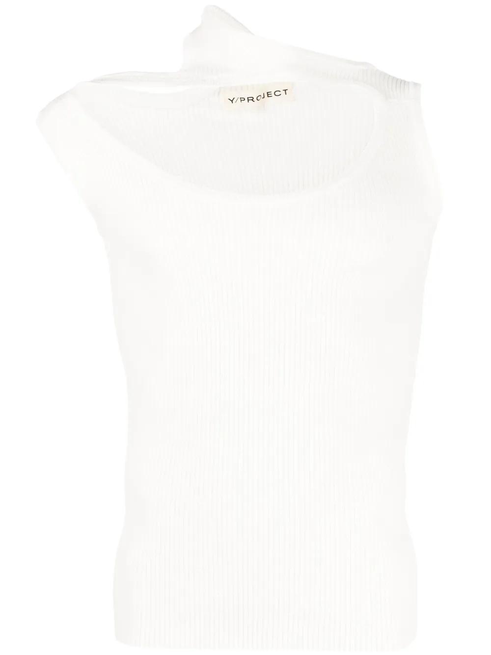Y/project タンクトップ Y/Project – Twisted Shoulder Tank Top Beige Spray