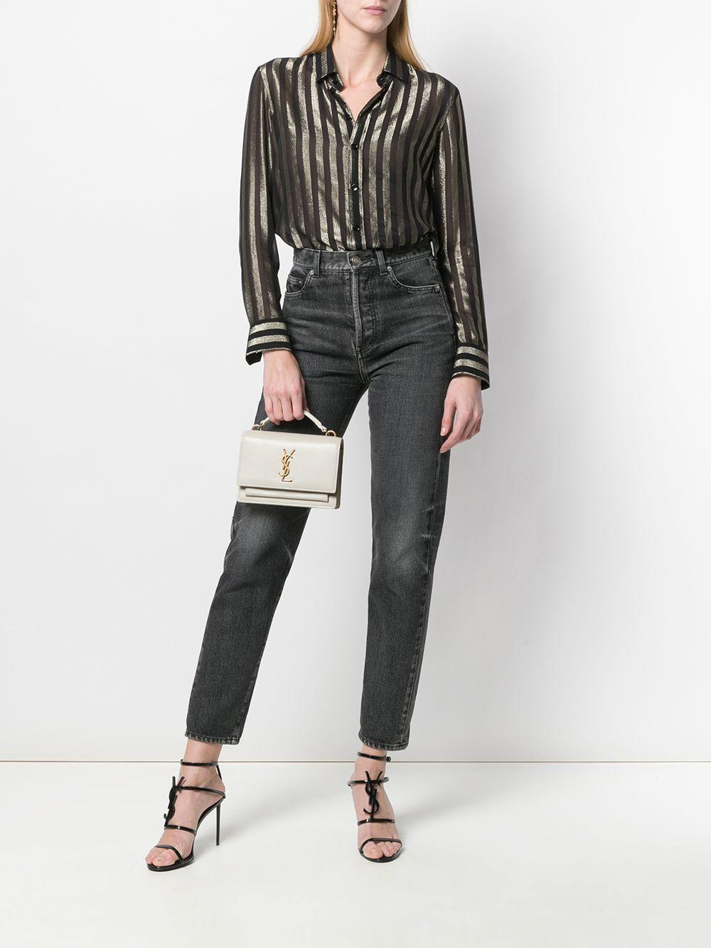 Saint Laurent Leather Ysl Sunset Mono Crossbody Bag in White Lyst