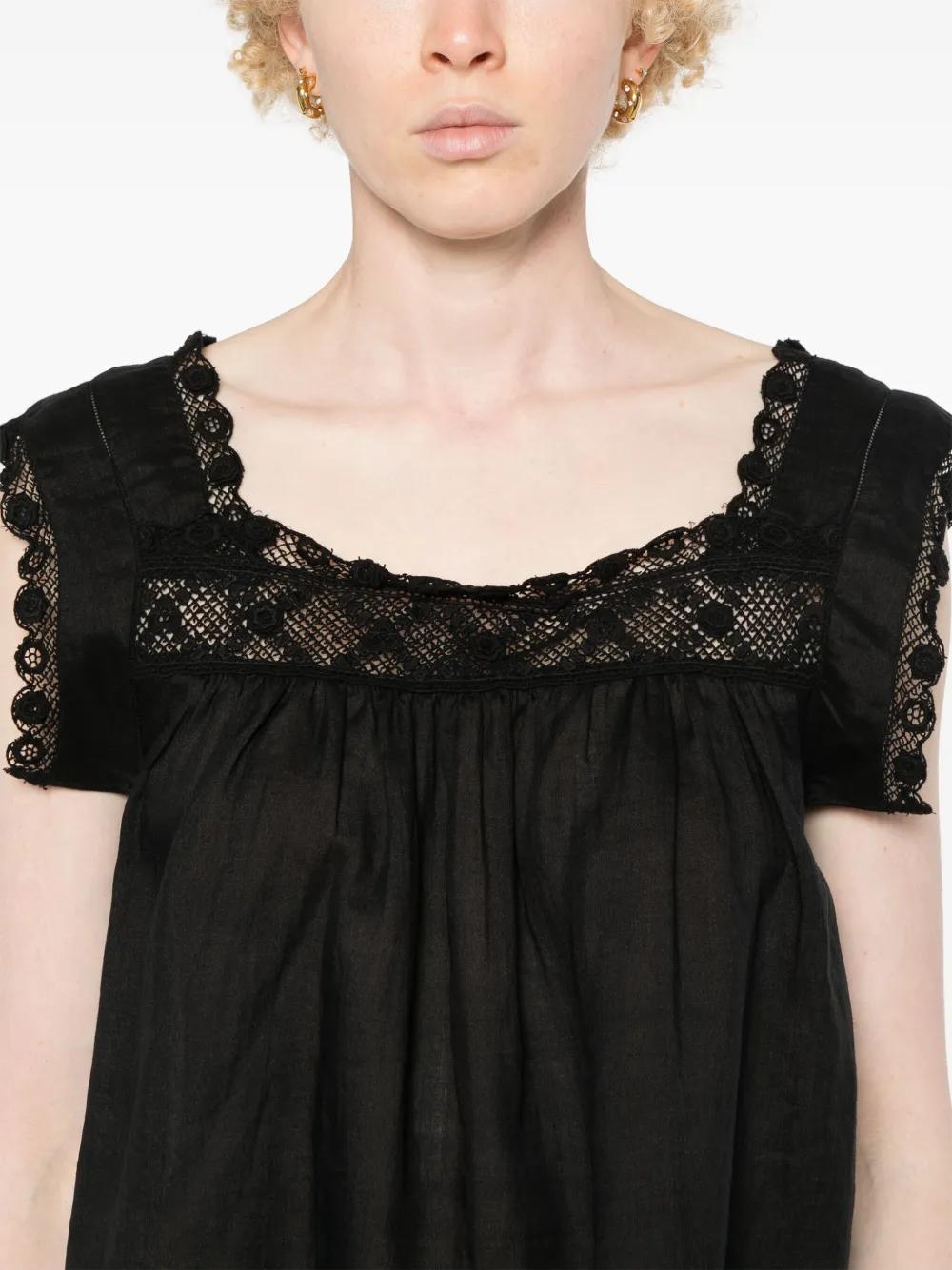 Doen Almadia Lace-Trim Dress in Black | Lyst