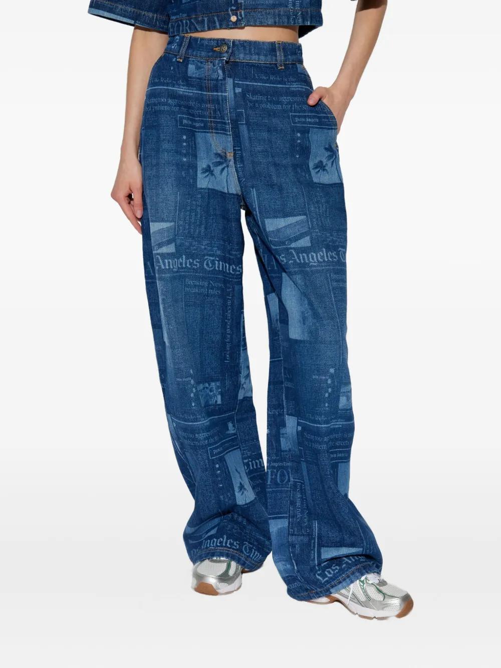 【関税&送料込】Palm Angels Denim Wide-Leg Jeans JEANS IN DENIM CON MONOGRAMMA Palm Angels(パームエンジェルス