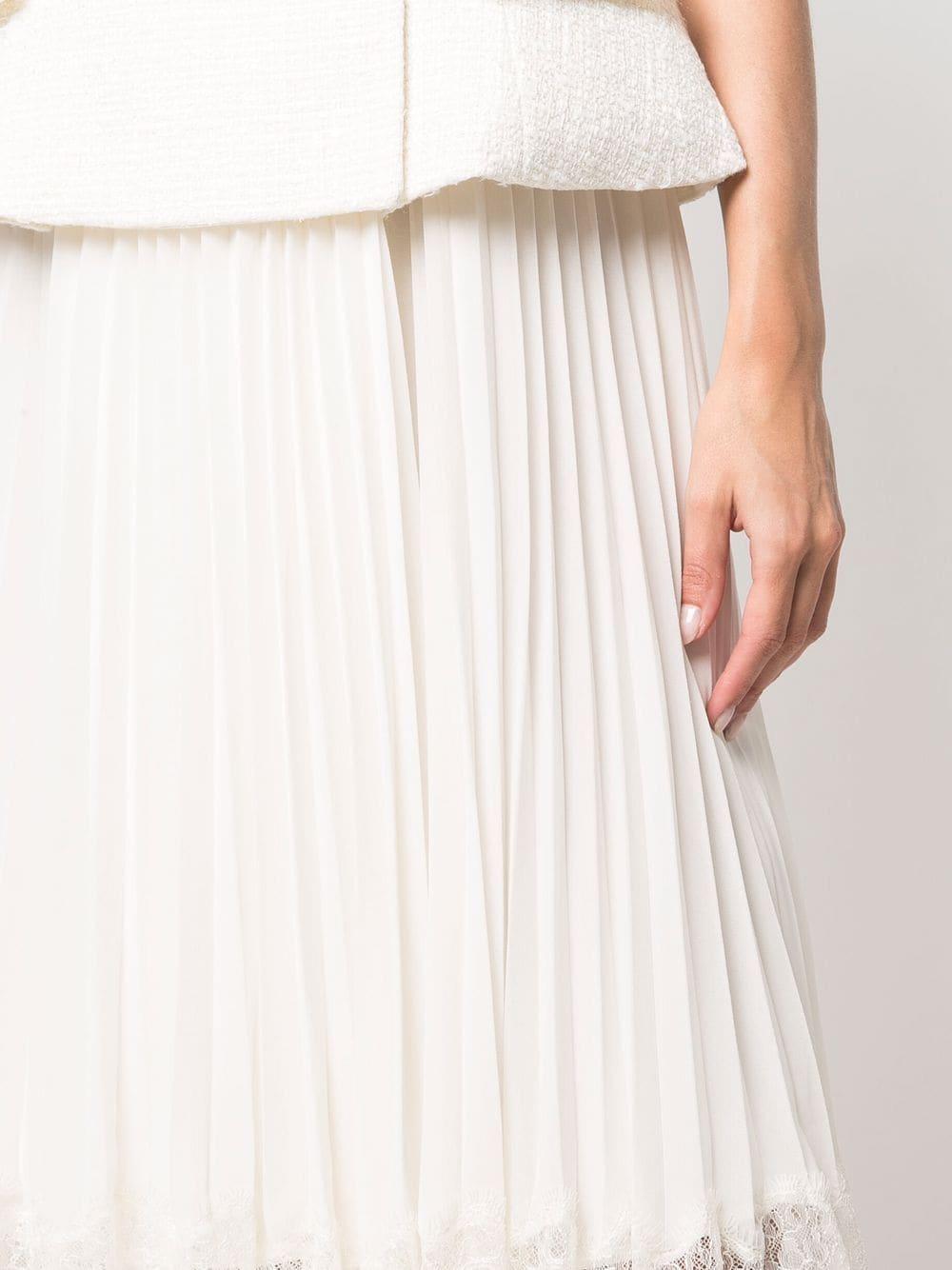 Self-Portrait Belted Tweed Midi Dress in White - Lyst