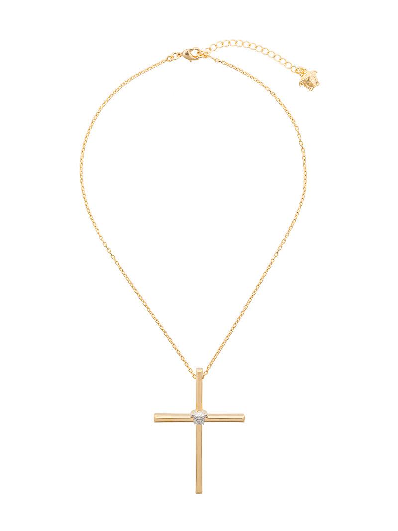 Versace Cross Necklace in Metallic for Men - Lyst