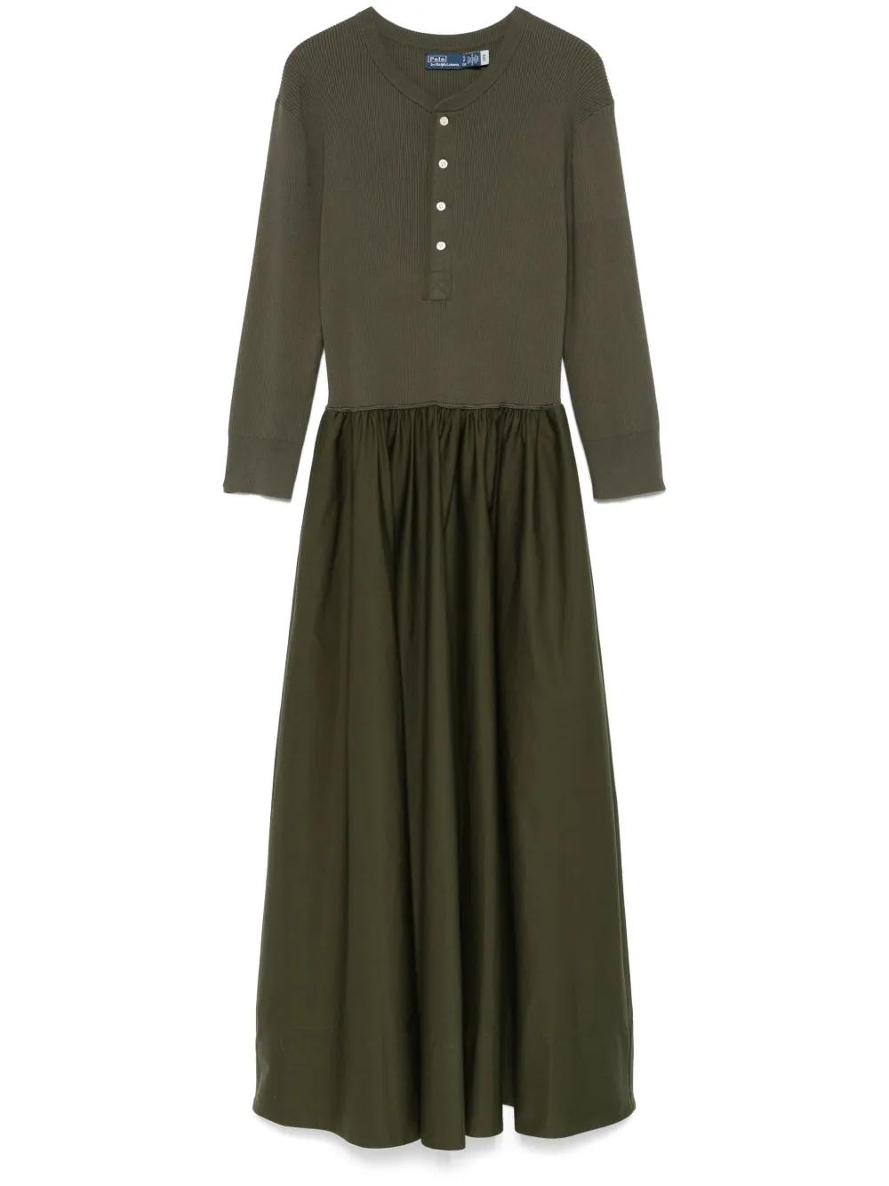 Polo Ralph Lauren Henley Mixed Media Dress in Green | Lyst