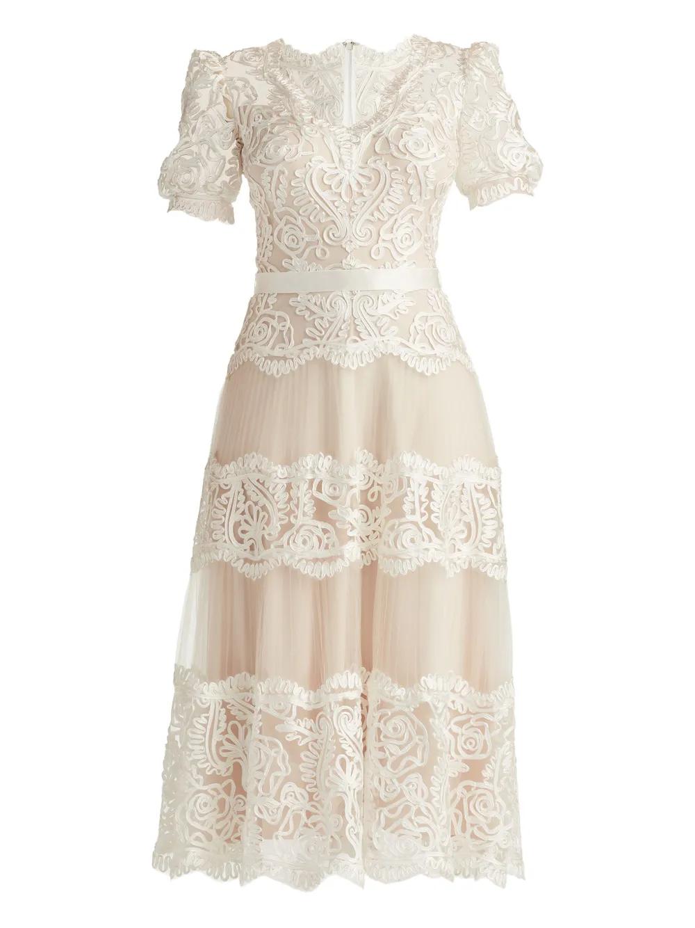 sachin and babi light blue dress Tadashi Shoji Embroidered Crepe Gown - Red main image 1