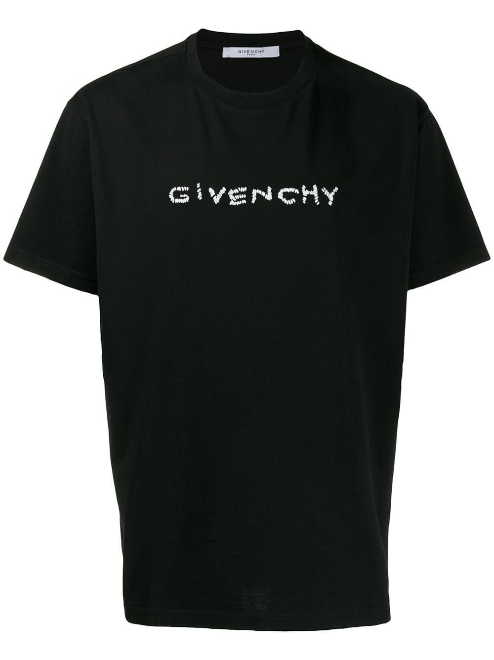 Givenchy Imperfect Embroidered Logo T-shirt in Black for Men - Lyst