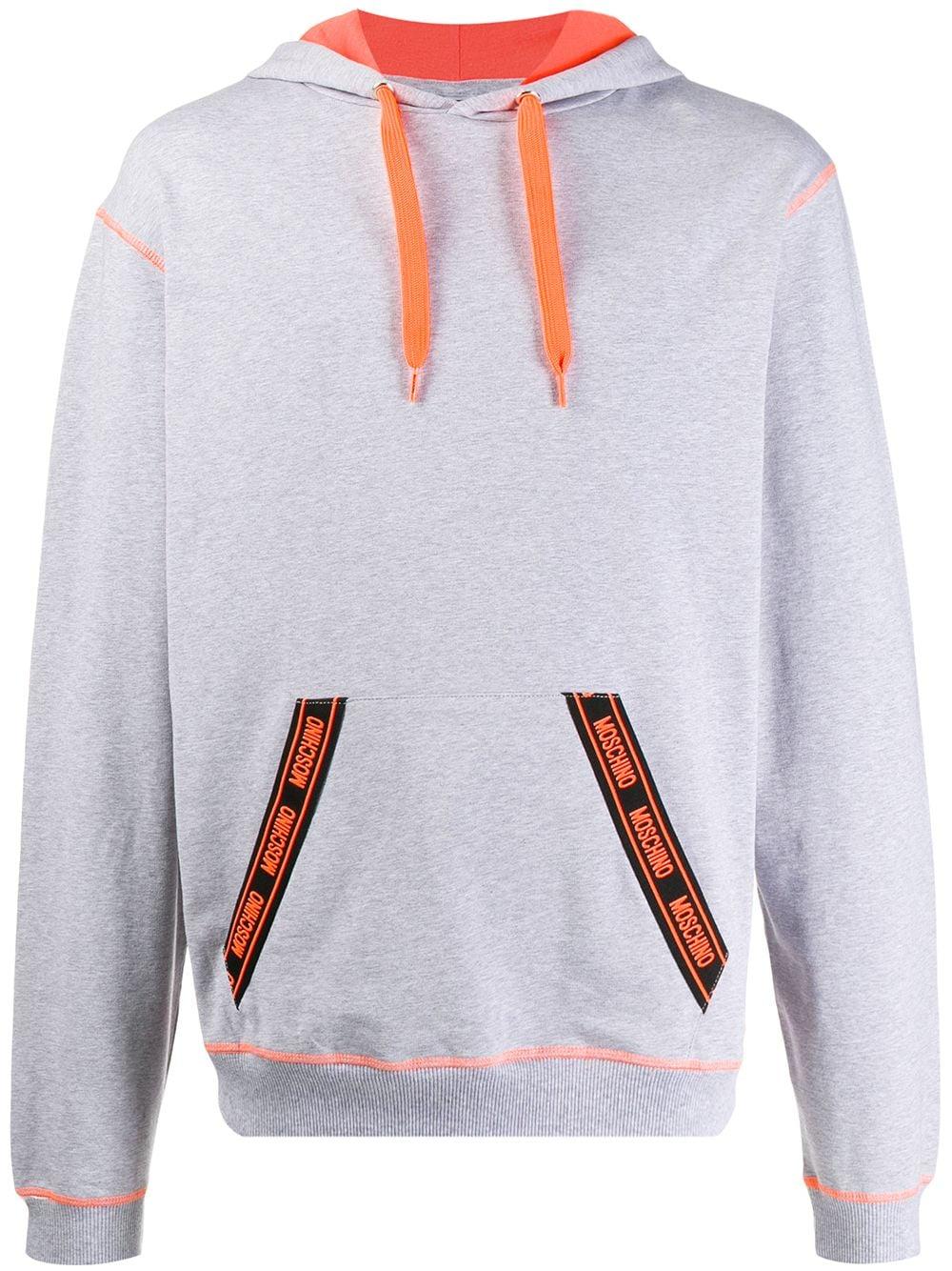 Moschino Cotton Neon Taped Hoodie in Grey (Gray) for Men - Lyst