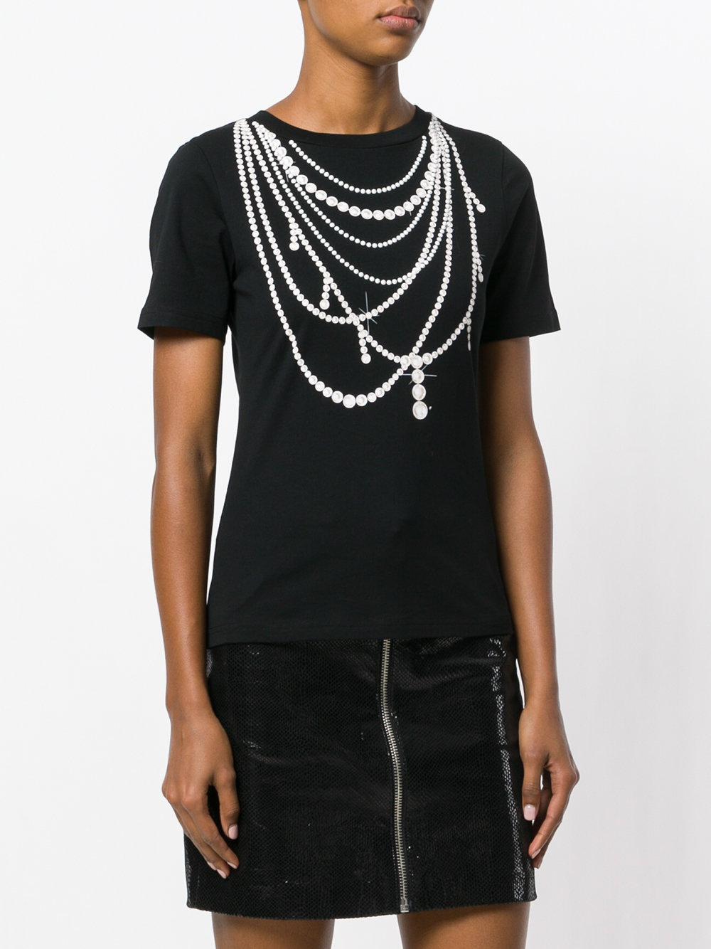 nikotin mindre Bluebell Boutique Moschino T-shirt With Pearl Necklace Print in Black | Lyst