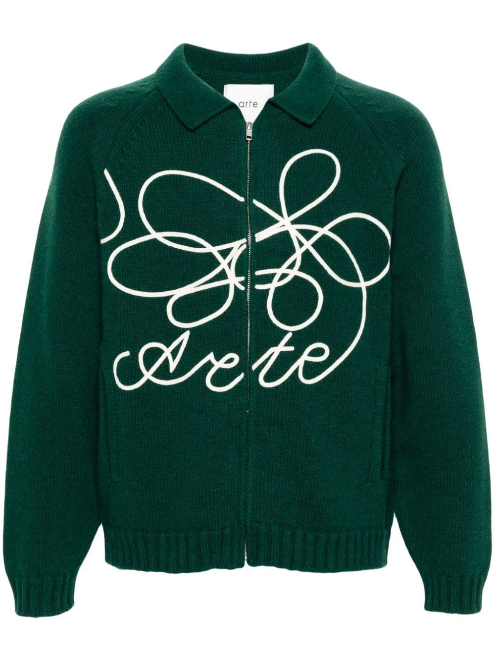 トップス arte antwerp FLOWER LOGO KNIT GREEN Arte' Flower Logo Cardigan in Green for Men | Lyst