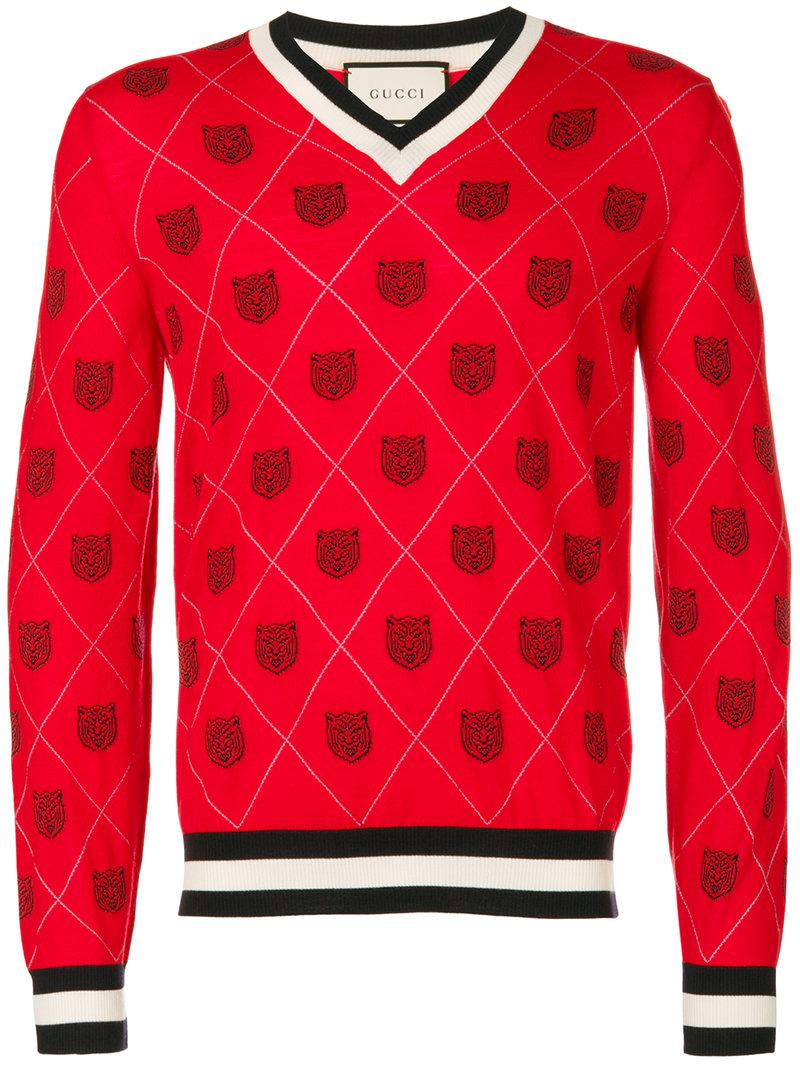 gucci red tiger sweater