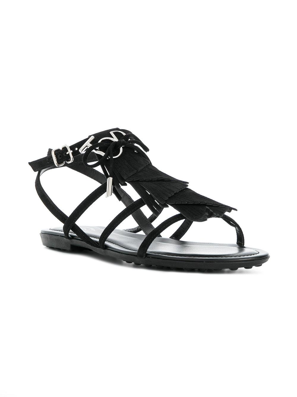 Tod's Leather Sandals in Black | Lyst