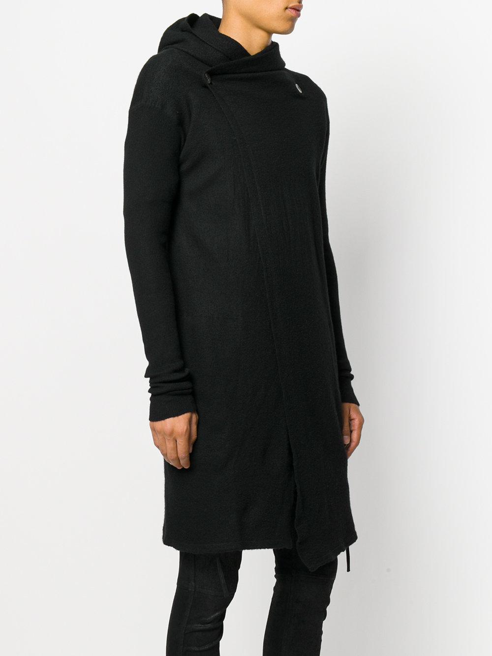 Rick Owens Cashmere Long Hooded Cardigan in Black for Men | Lyst