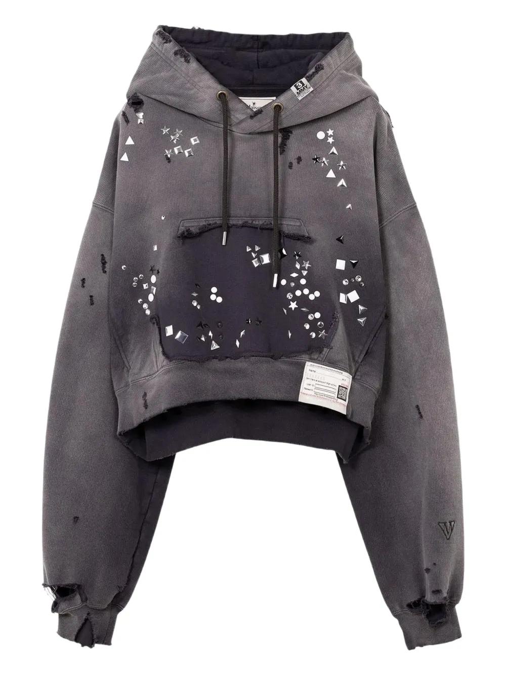 Maison Mihara Yasuhiro Rhinestone-Embellished Hoodie in Gray | Lyst
