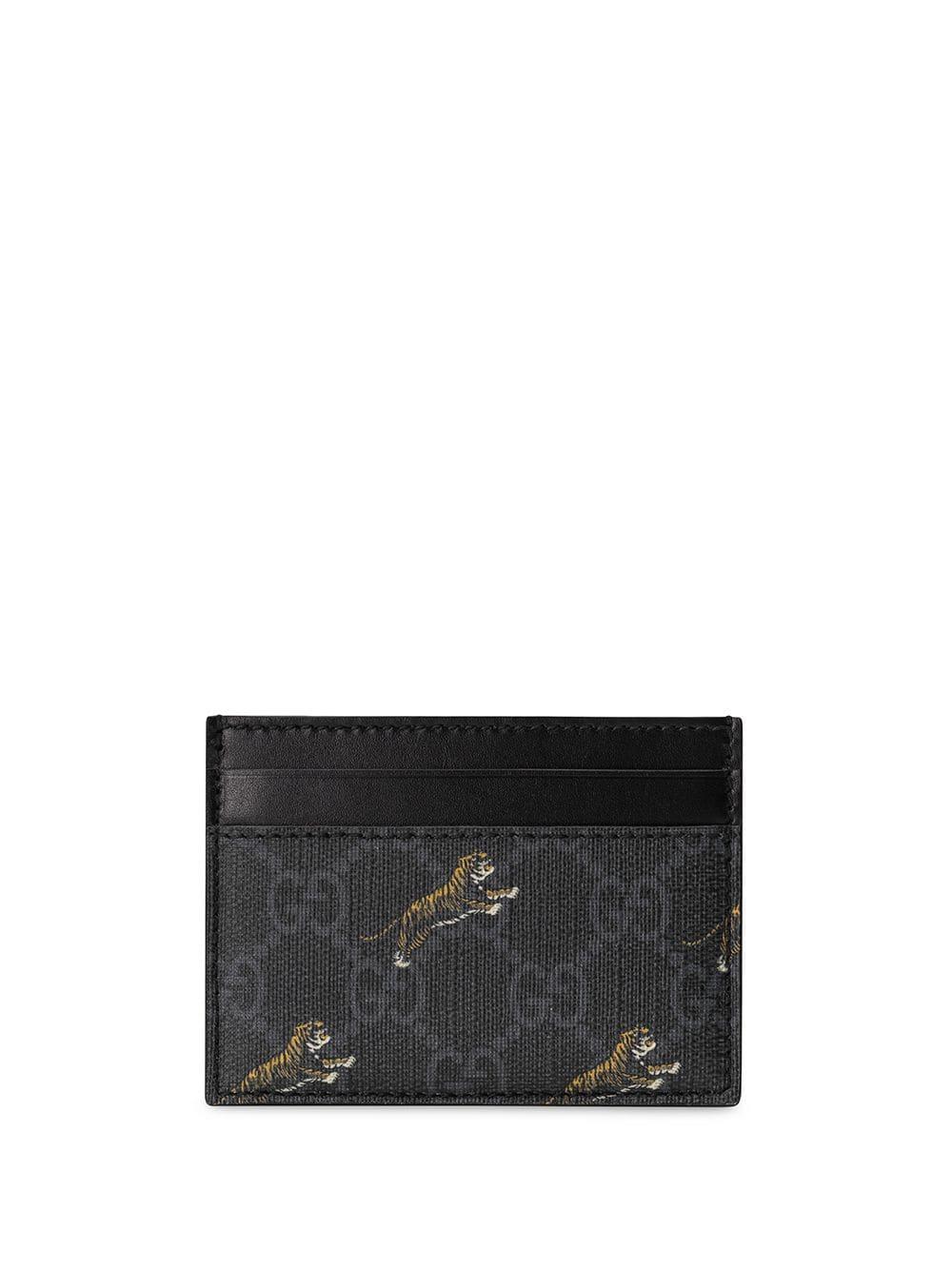Gucci Canvas GG Card Case With Tiger Print in Black for Men | Lyst