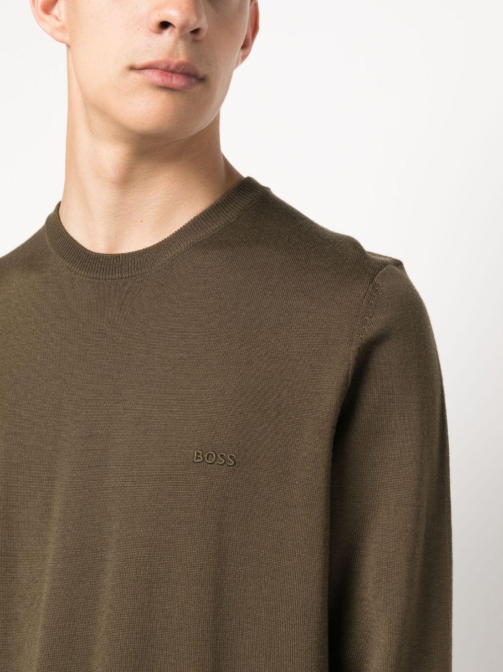 BOSS by HUGO BOSS Logo-embroidered Cotton Jumper in Brown for Men | Lyst