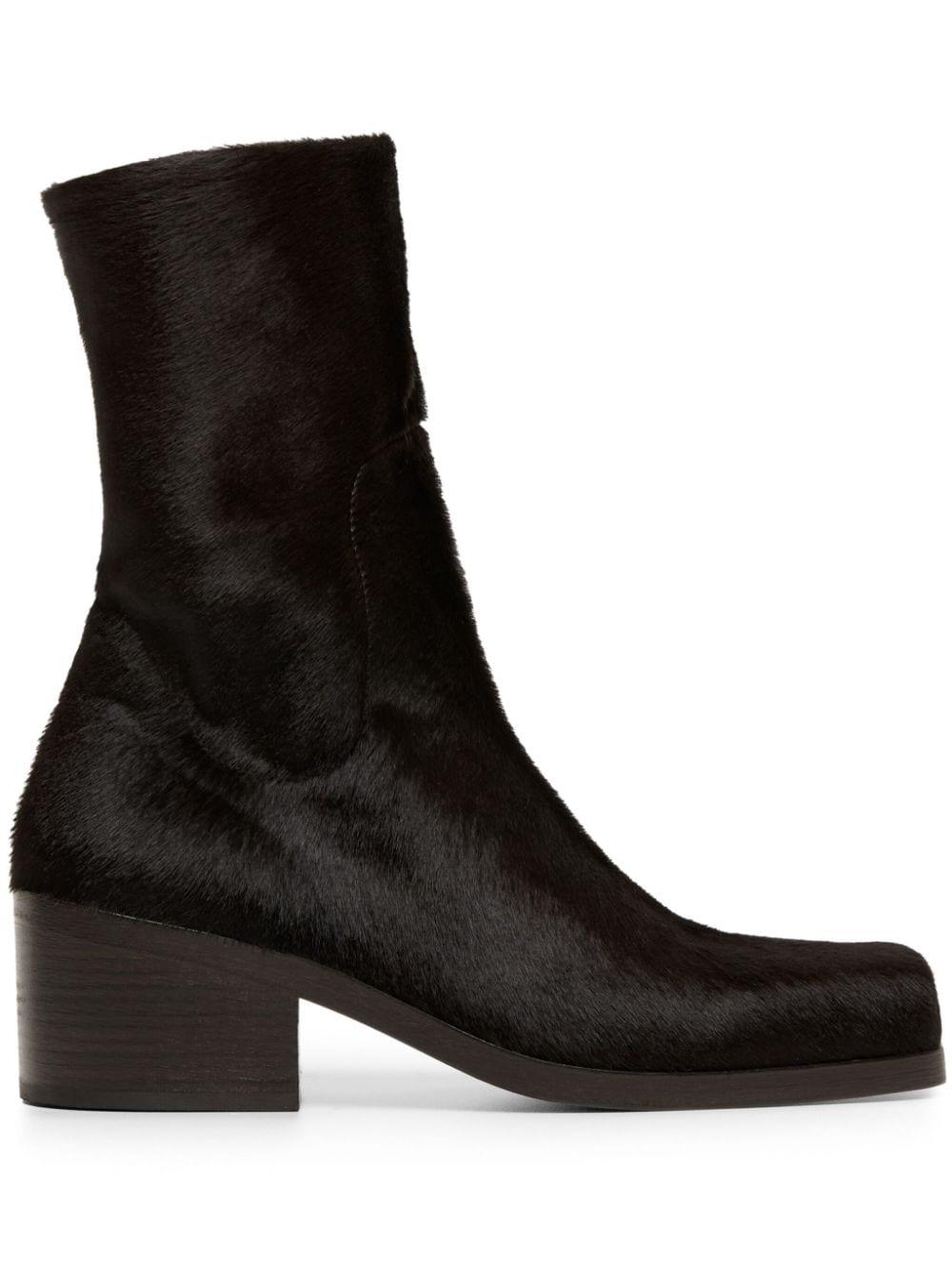 Black calf hair booties 2025