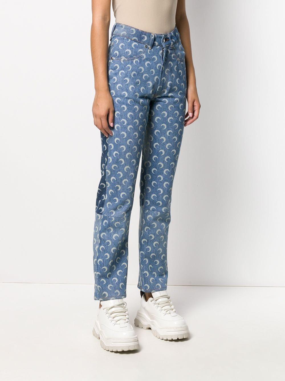 Marine Serre Denim Moon Print Jeans in 