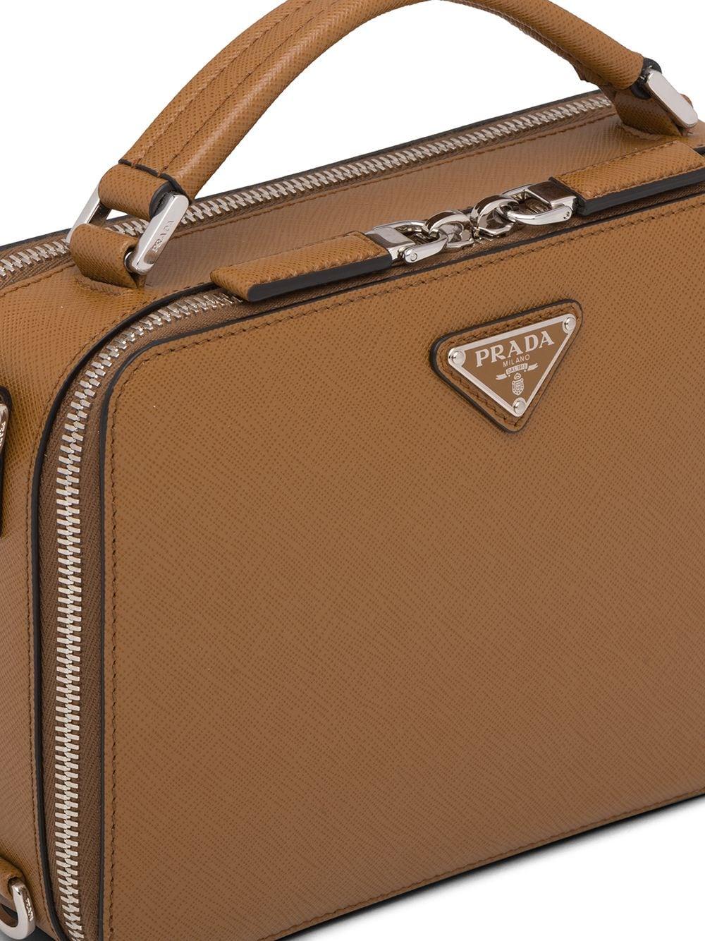 Prada Brique Saffiano Leather Messenger Bag in Brown for Men | Lyst