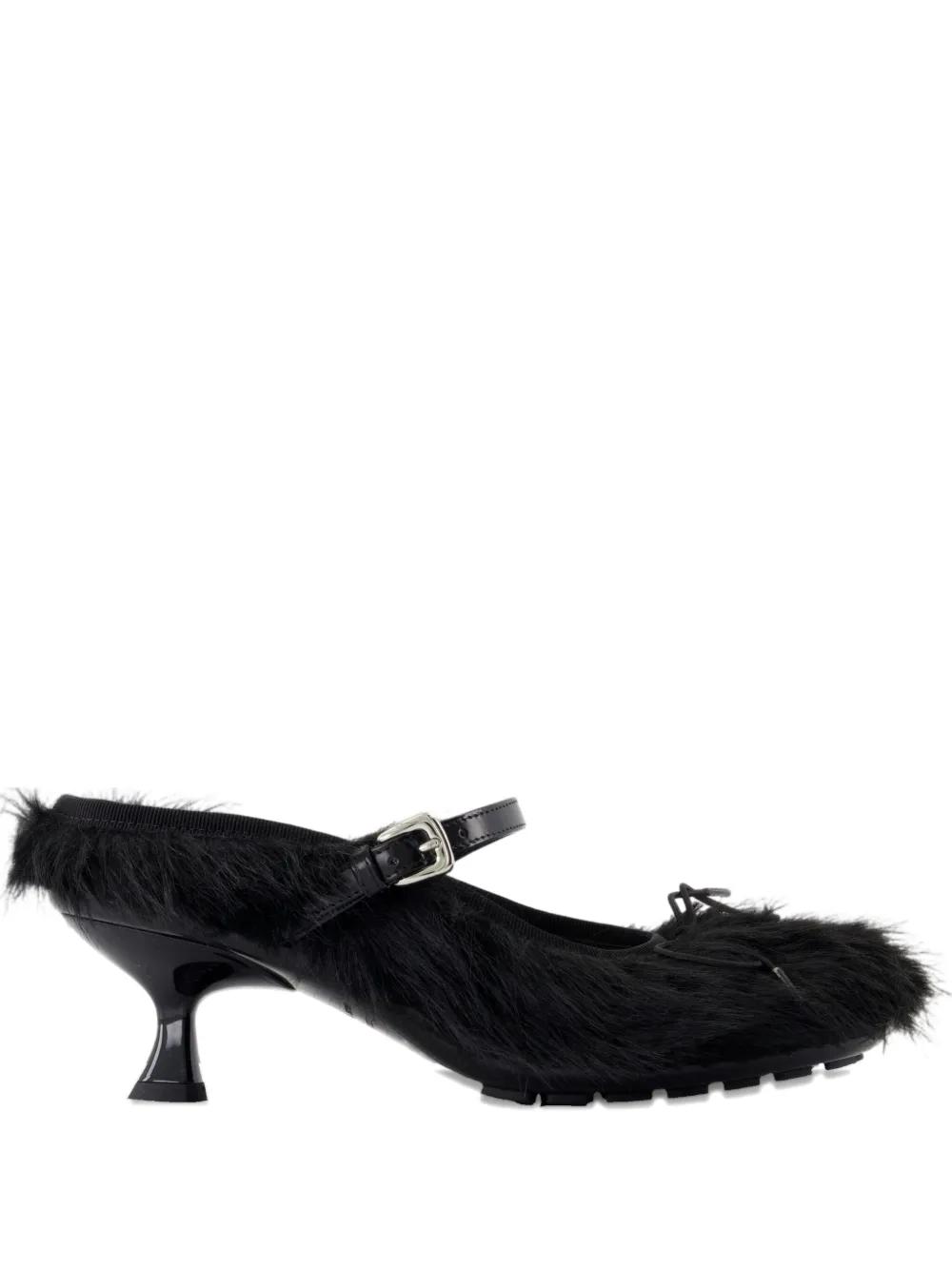 【Simone Rocha】ブラウン フェイクファー バレエ ヒール simone-rocha-brown-faux-fur-