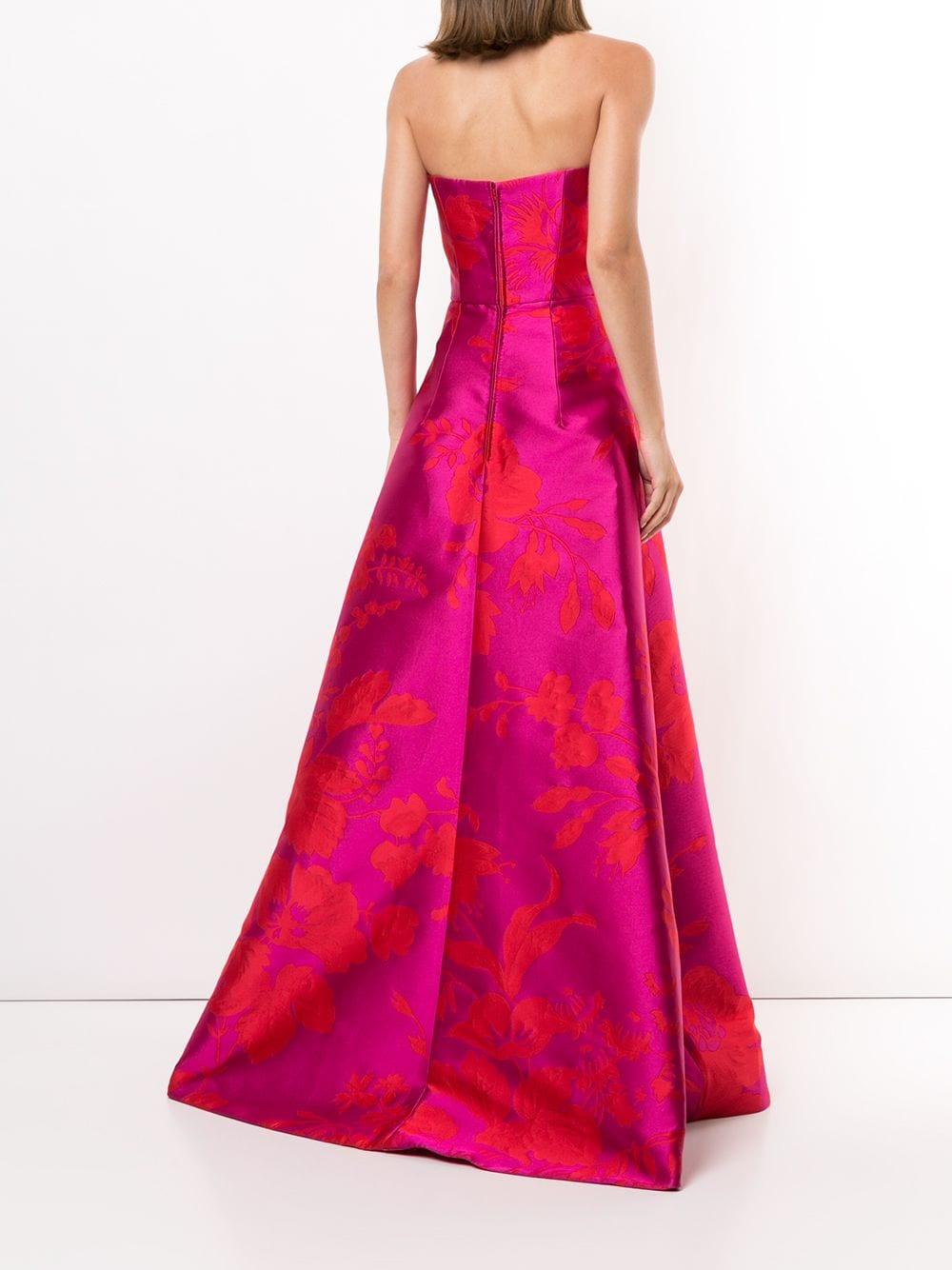 carolina herrera red and pink dress