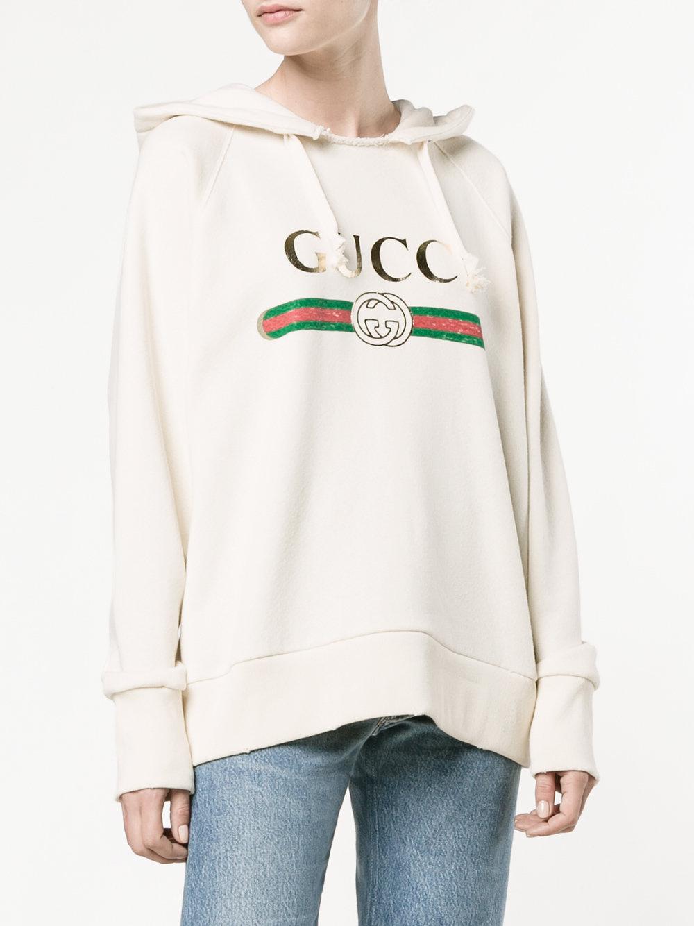 Gucci 'fake' Embroidered Hoodie | Lyst Canada